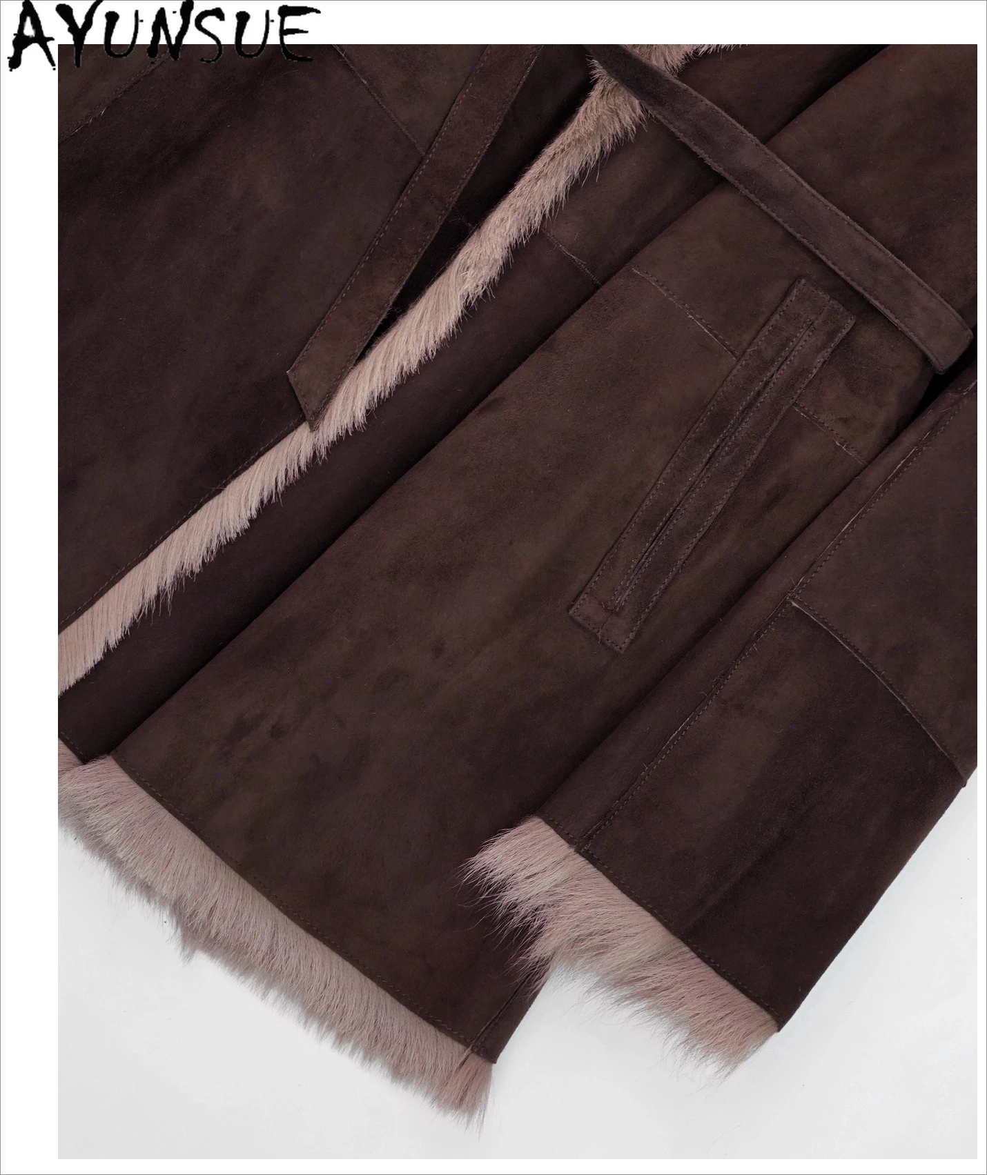 سترة من الجلد الطبيعي للنساء من AYUNSUE معطف فرو من جلد الغنم الطبيعي نمط جديد معاطف من الفرو الحقيقي ملابس شتوية دافئة للسيدات شুবা Жenskয়া #5
