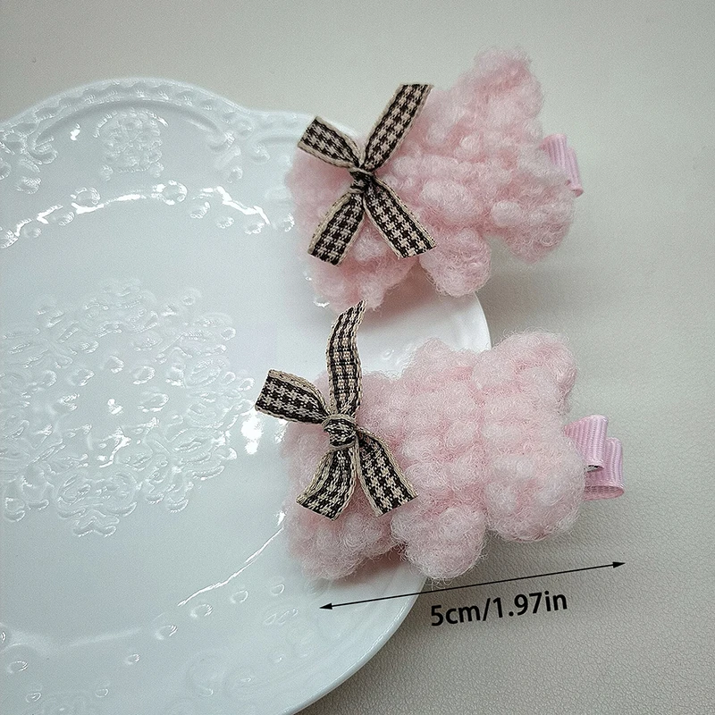 Durable Bow Knot Plush Bear Hair Clip A Must-have For Gatherings Womens Hairpin Hair Accessories Exquisite And Beautiful Hairpin