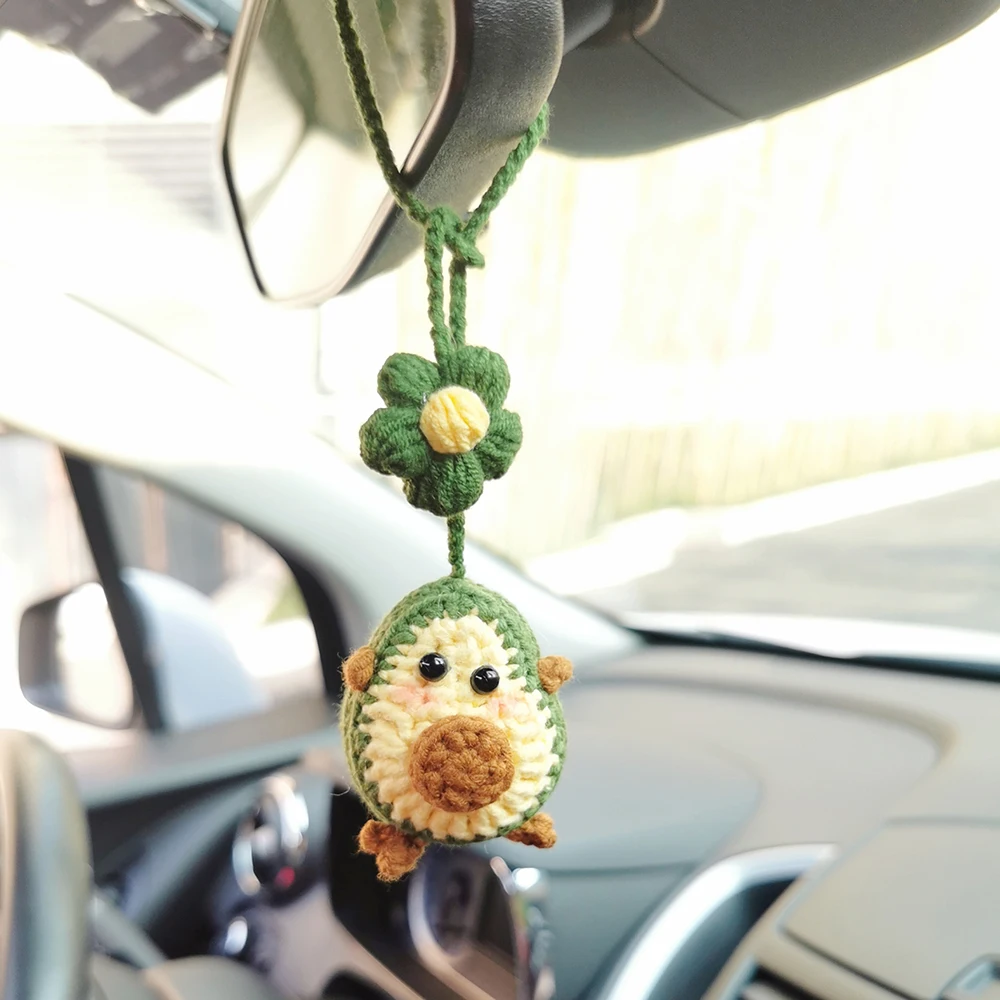 Ręcznie robione Kawaii kwiat awokado akcesoria samochodowe wystrój nastolatki wnętrze lusterko wsteczne wiszący urok dekoracja owocowa Ornamentos