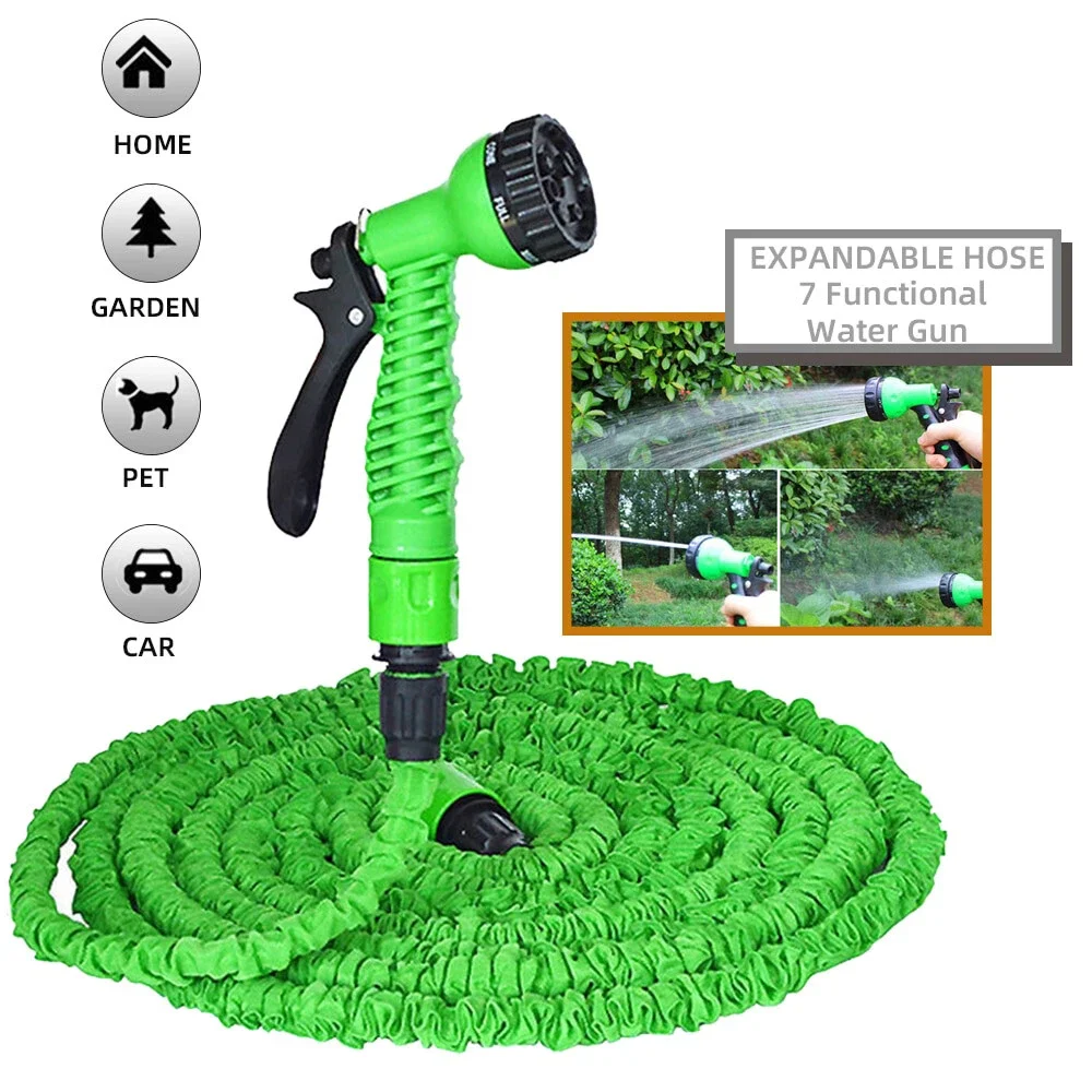 Expanding Expandable Flexible Garden Water Hose w Spray Nozzle 25, 50, 75, 100FT