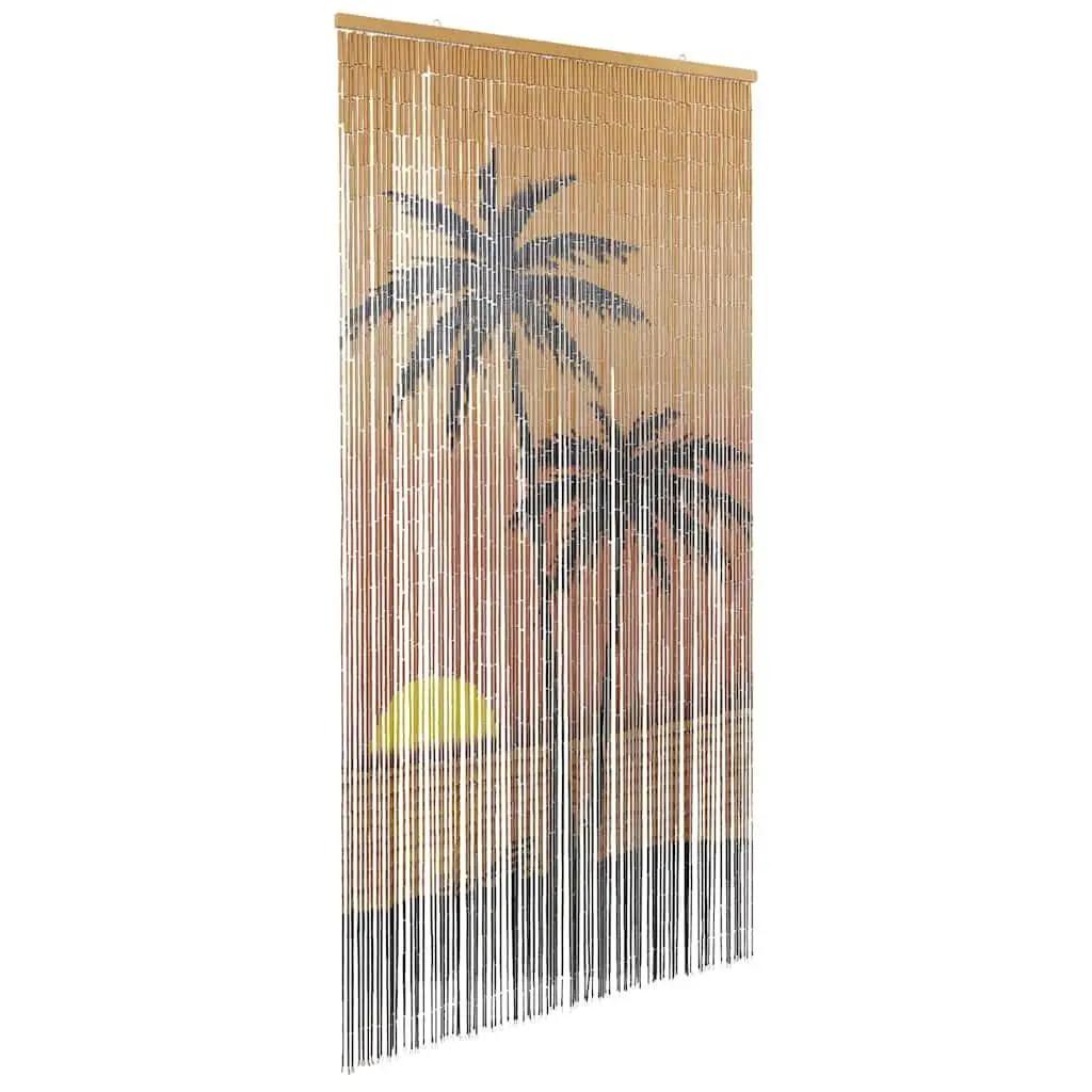 Palm Tree Print Insect Door Curtain 100x220 cm Bamboo Fabric - Bug Blocking Indoor/Outdoor Solution