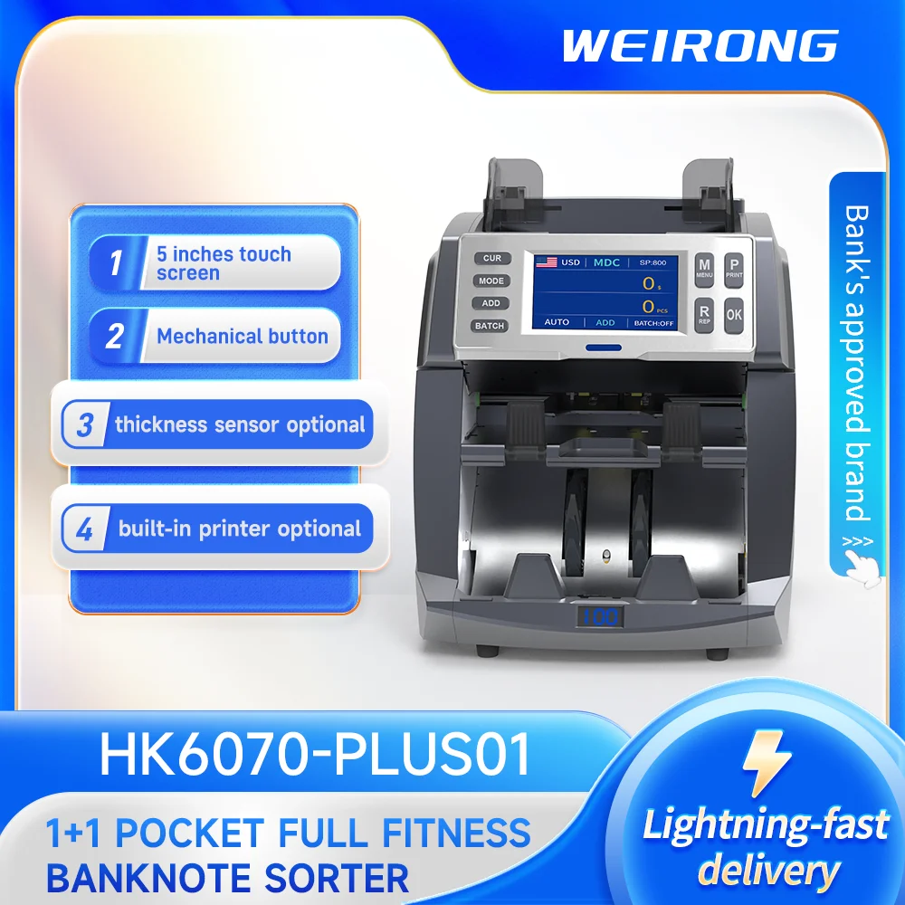 

New Smart Heavy Duty Bank Grade 5" HD Full-color Touch Screen Banknote Sorter With Built-in Printer