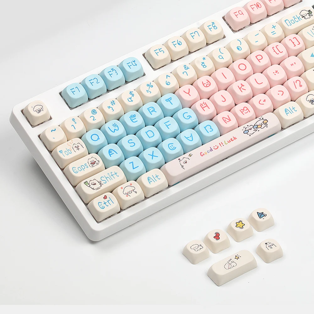 

Blue Pink Puppy Keycaps MOA Highly Rounded Anime Cute