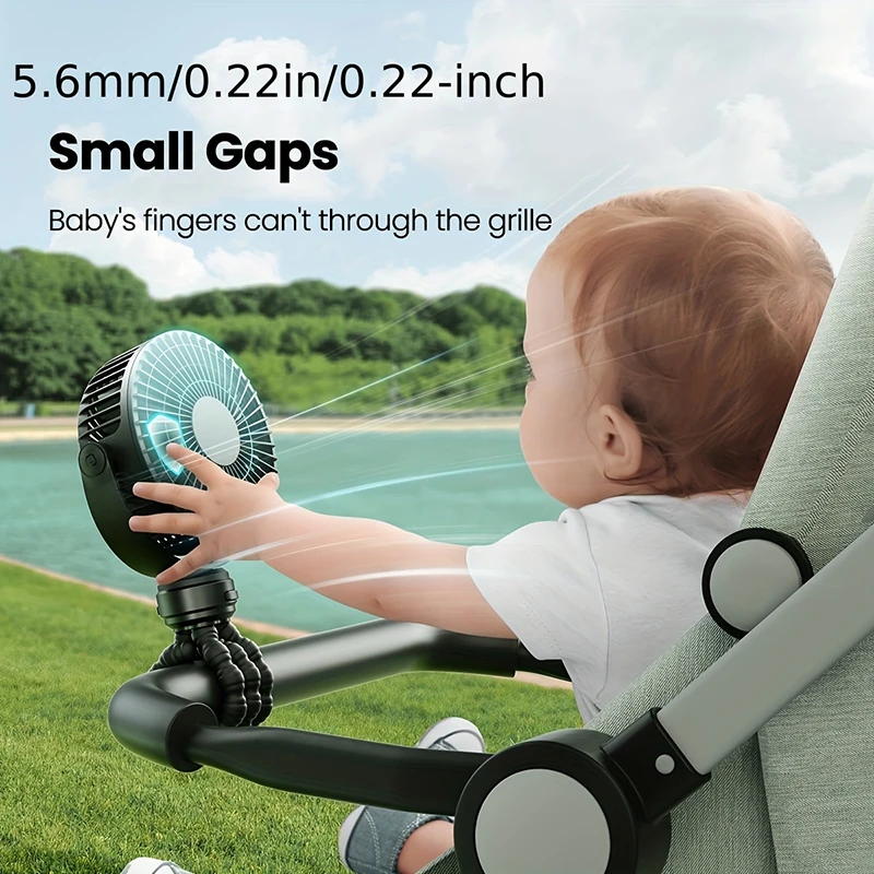 Xiaomi Mini Portable Stroller Fan Detachable 3 Speed ​​Rechargeable 360° Rotating Cooling Fan for Car Seat Baby Crib Travel