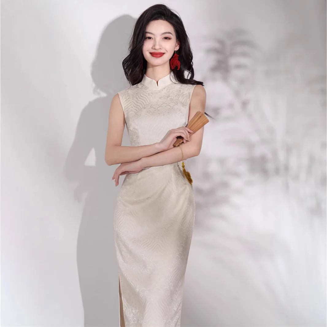 

Yourqipao Sleeveless Chinese Traditional Cheongsam Women Long Qipao Evening Dress