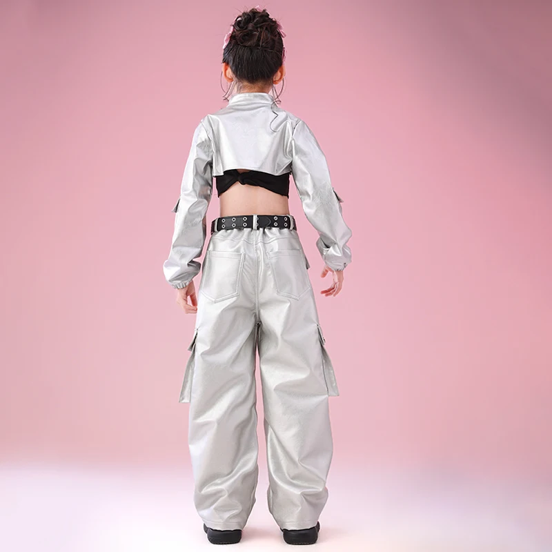 2025 ملابس رقص الجاز للأطفال عرض المدرسة زي السراويل البضائع الفضية المحاصيل الأعلى طفل أداء المرحلة ارتداء فتاة الشارع الشهير 4659 #5