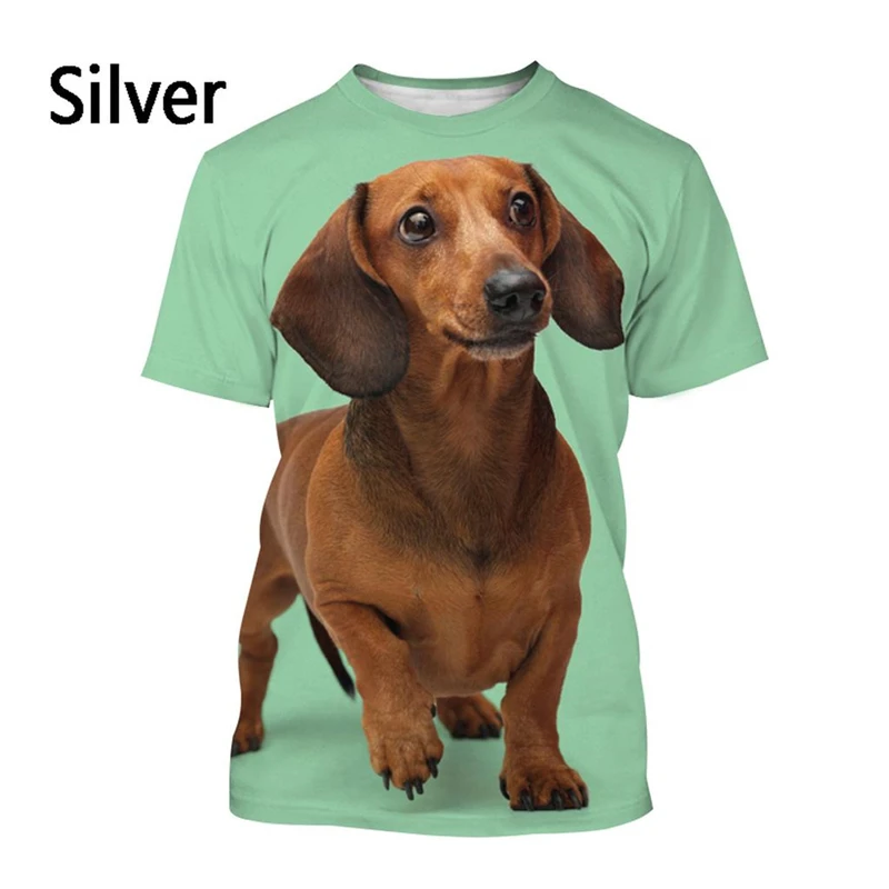 

Cute Dachshund Graphics T-shirts Summer Fashion Short Sleeve 3D Funny Dog Printed T Shirts Casual Streetwear Oversized Mens Tees