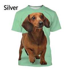 Cute Dachshund Graphics T-shirts Summer Fashion Short Sleeve 3D Funny Dog Printed T Shirts Casual Streetwear Oversized Mens Tees