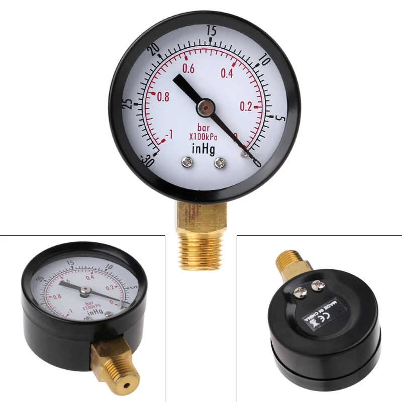 New Compound Pressure Vacuum Gauge Glycerine Filled -1/10Bar & 30 1/4 BSP Bottom