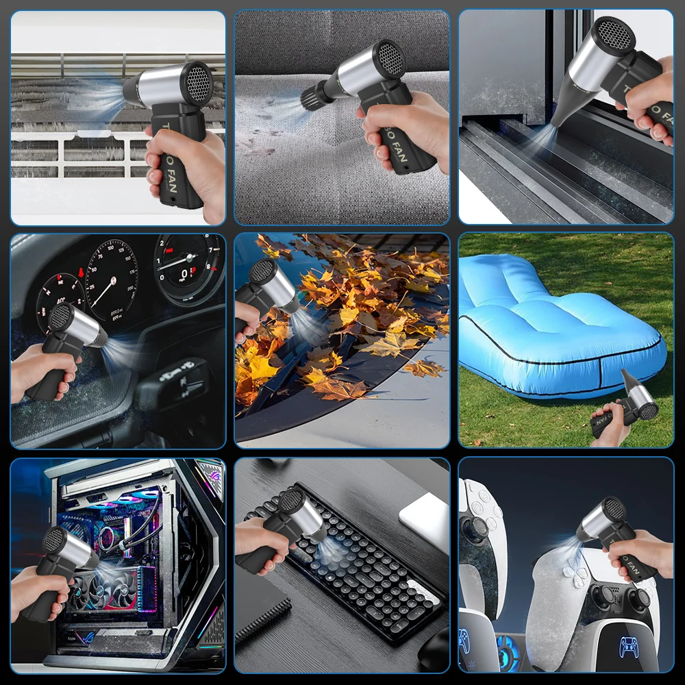 

Powerful Air Blower 4 Gears Speed Turbo Jet Fan 45m/s Portable Dust Fan Electric Dryer Brushless Turbo Jet Blower with 5 Nozzles