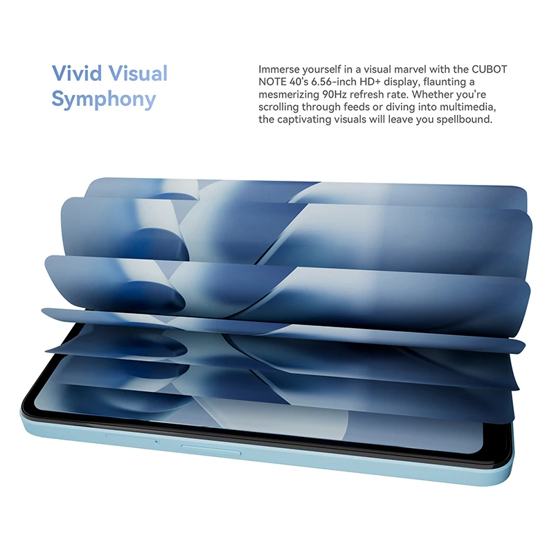 Cubot 메인 카메라, 지지대 얼굴 ID GPS, 6.56 인치 HD 90Hz 디스플레이, 5200mAh 배터리