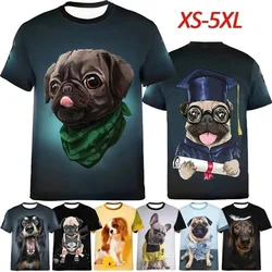 3D Printing Funny Dog Graphic Tshirts Men's Short-sleeved Casual Round Neck Tees Shirt Mens Animal Pug Tshirt Streetwear