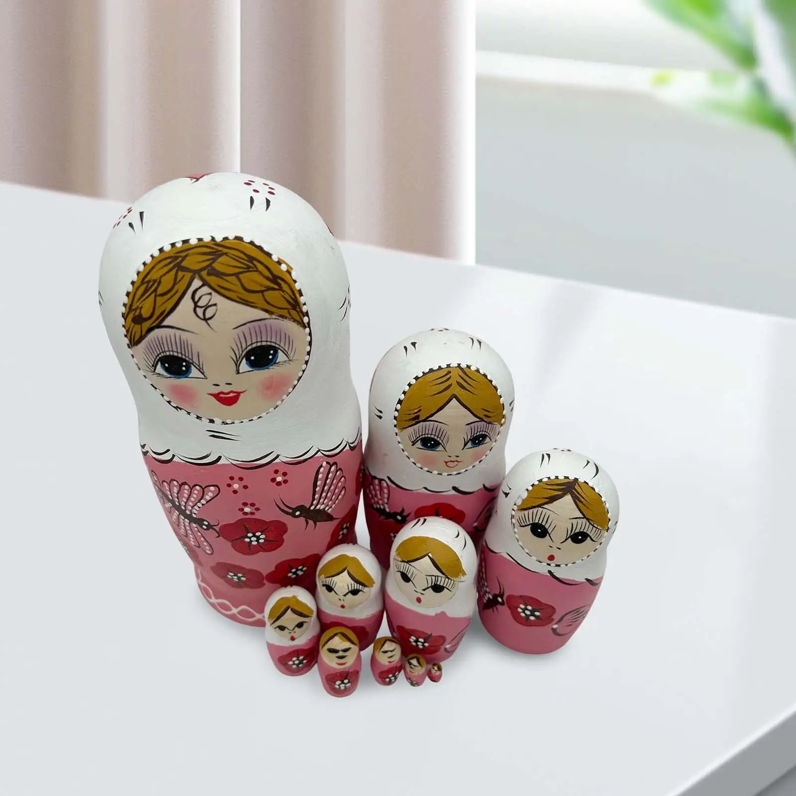 

10Pcs Handmade Nesting Doll Matryoshka Dolls Nested Toys for Desktop Living Room Home Office Decor