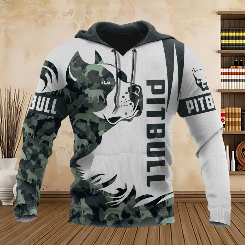 Pet Dog Pitbull Man Hoodie 3D Print Unisex Adult's Sweatshirts Top Autumn Long Sleeve Streetwear Pullover Hoodies Men's Clothing