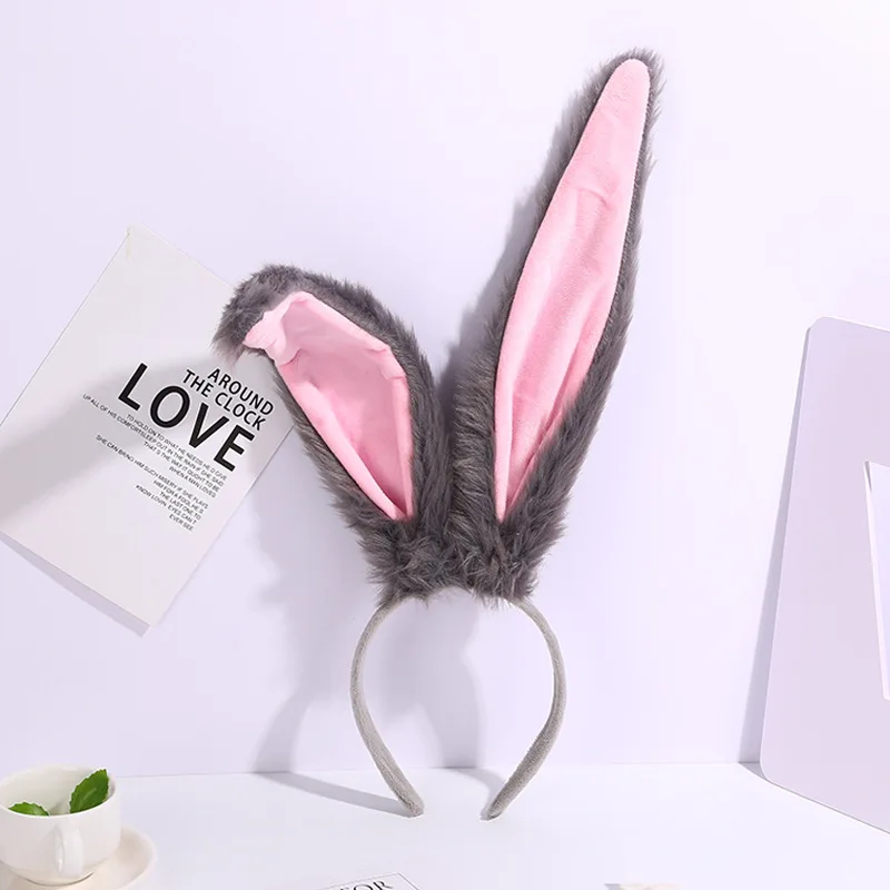 1pc Girls Plush Long Rabbit Ear Hair Bands Headwear Headband Dress Accesorios Women Girl Cosplay Anime Cosplay Hair Accessories