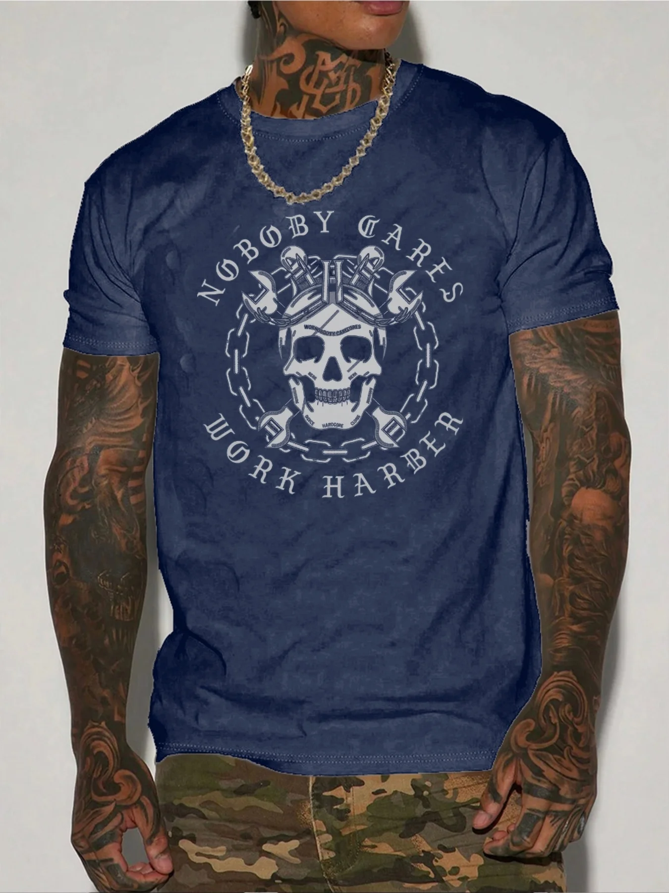 

T Shirt For Man 100% Cotton Summer NOBODY CARES Print Casual Slim Fit Round Neck Short Sleeved T-shirt Top