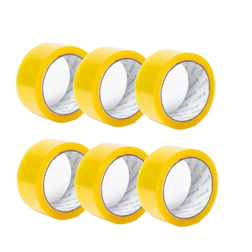 6 Rolls Transparent Sealing Packing Tape High Viscosity for Boxes Yellow Clear Duct Multi Purpose Water Resistant Strong Closure