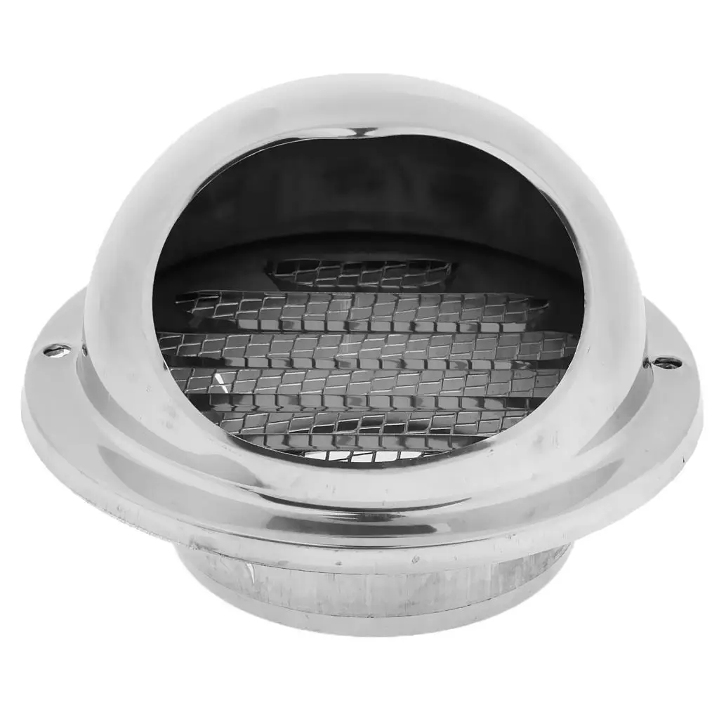 Stainless Steel Round Wall Air Vent Ducting Cover Outlet Rainproof - 70mm
