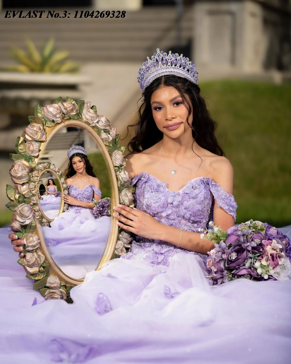 فستان Quinceanera مخصص من EVLAST فستان حفلة مزين على شكل فراشة مطرز بالخرز المكسيكي الحلو 16 فيستدو دي 15 أنوس E3Q186