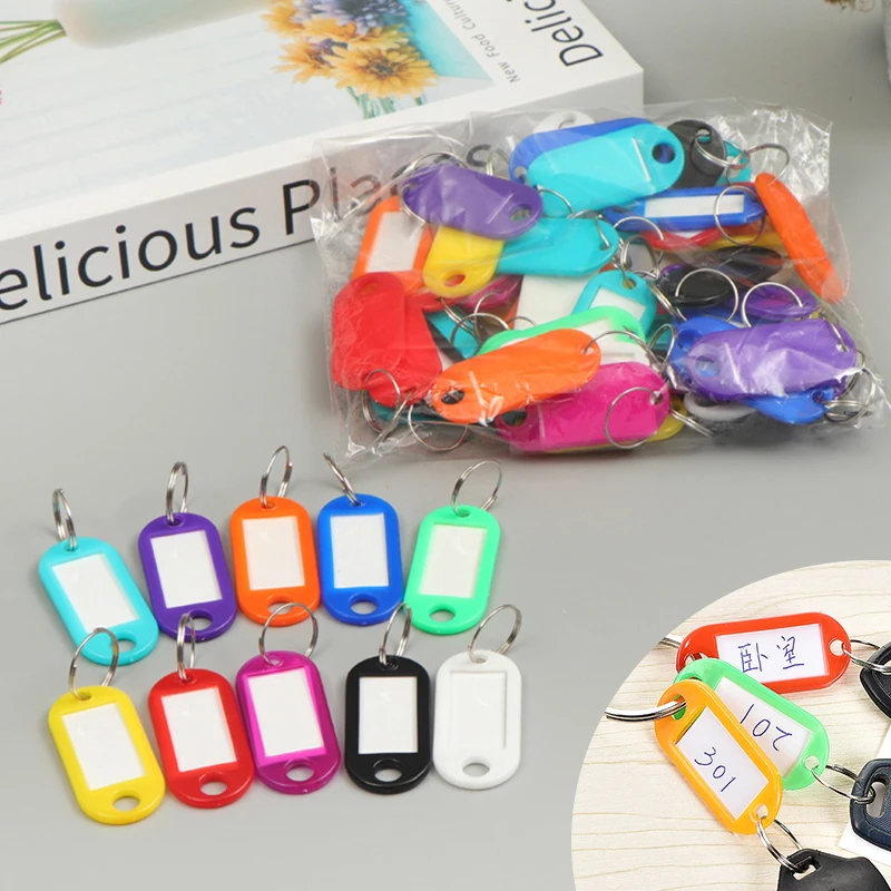 10/20pcs Colorful Plastic Keychain Key Tags Label Numbered Name Baggage Tag ID Label Name Tags with Split Ring