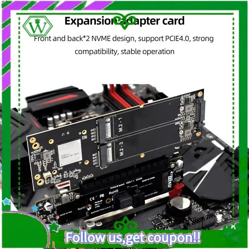 Reliable-Pcie X16 To X8+X4+X4 Splitter Card PCIE4.0 Expansion Riser Card Support 2280/2260/2242/2230 SSD