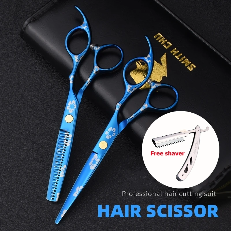 Barber scissors, professional hair salon hairdresser's special home thinning tool, cherry blossom suit, flat tooth scissors, hai