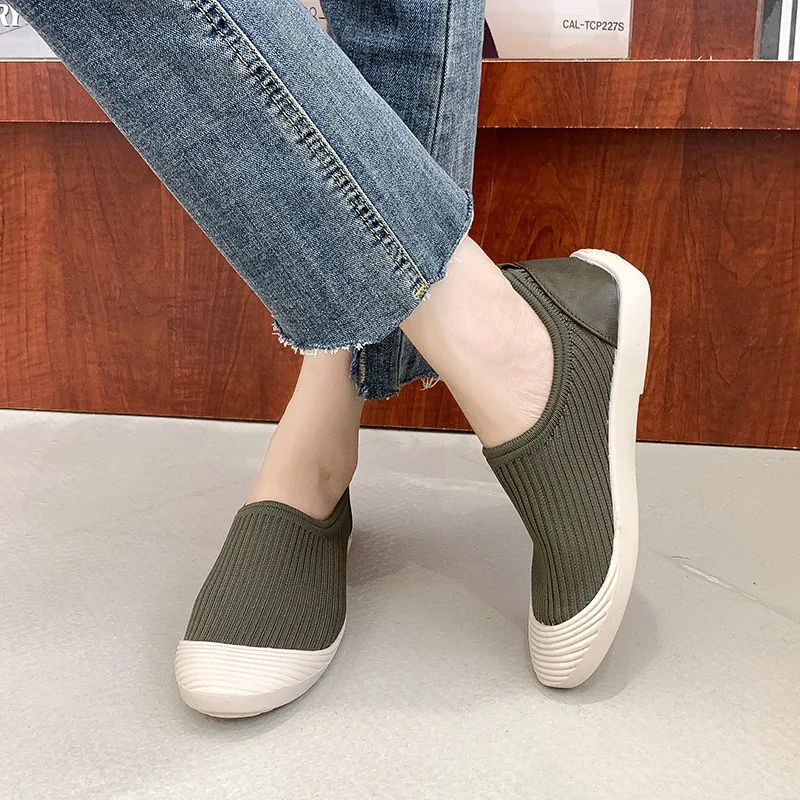 2023 Fashion Spring Summer Korean Version Breathable Single Shoes Non-slip Slip-on Shoes Women\'s Comfortable Flat Casual Shoes