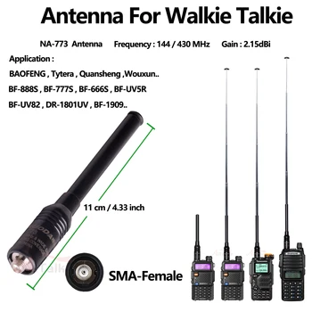 Quansheng UVK5 BAOFENG UV5R 휴대용 텔레스코픽 연장 안테나, UHF, VHF 양방향 라디오 NA-773SMA-F, 136 ~ 174 Mhz, 400 ~ 470Mhz