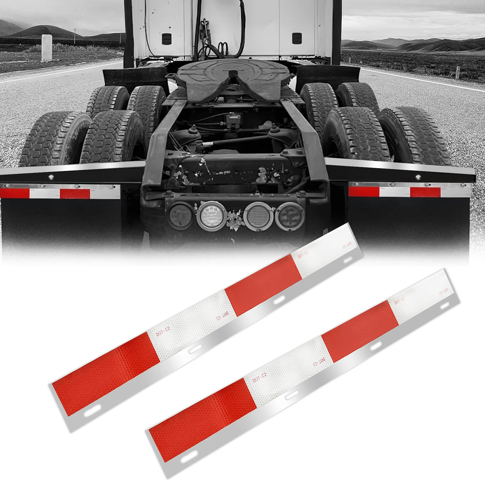 

2 шт. 24 "x 3" алюминиевый отражатель брызговика, светоотражающая лента, подходящая для полугрузовика и полуприцепа, вешалка для брызговика