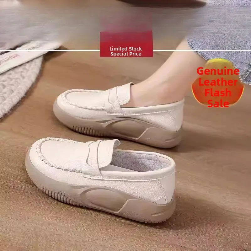 

Новые женские туфли из натуральной кожи 2026 года, весна-осень, на толстой мягкой подошве, для работы, комфортные для длительного стояния, для медсестер