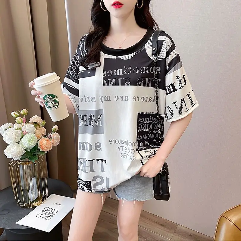 

Women's T-shirt Baggy Graphic Short Sleeve Summer Outfit Top Female Basic Korean Style Woman Clothing Trending Elegant Pulovers