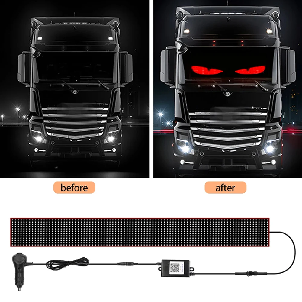 Devil‘s Eyes Truck Car RGB LED Pixel Panel Light APP Control Soft Foldable Ambient Light DIY Programmable Flexible Display Light