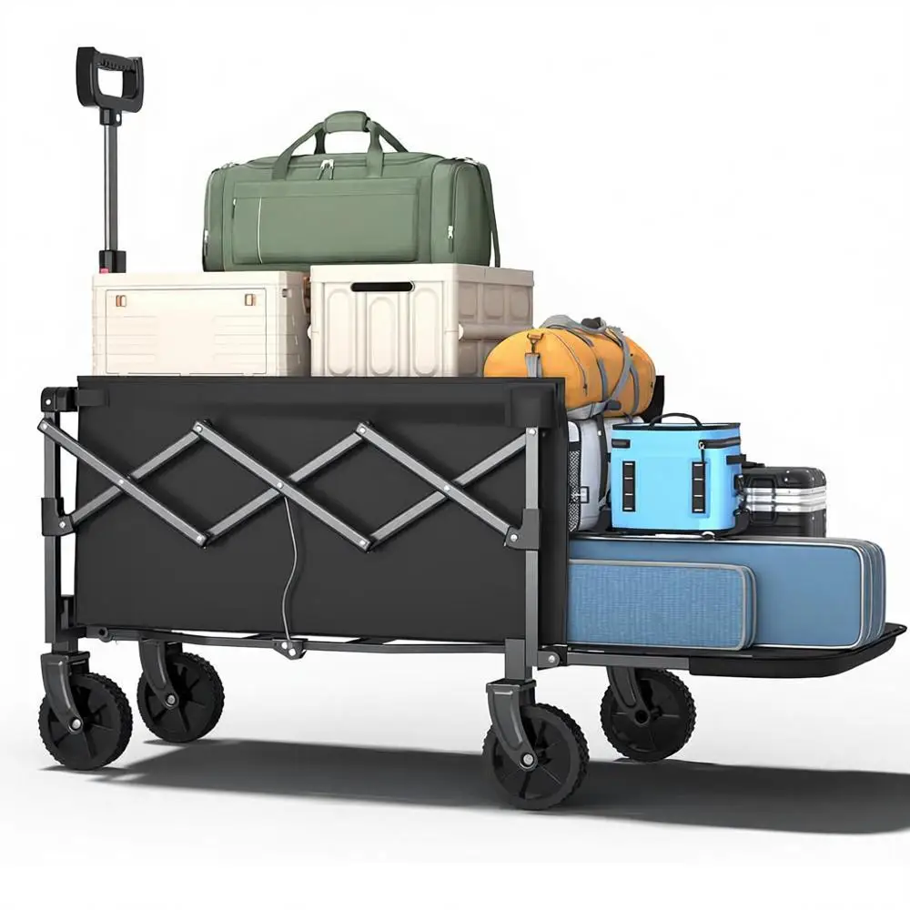 

Collapsible Wagon, Extended 40 L, Folding Wagon with Tailgate, Portable Lightweight Utility Wagon for Grocery, Shopping, Camping