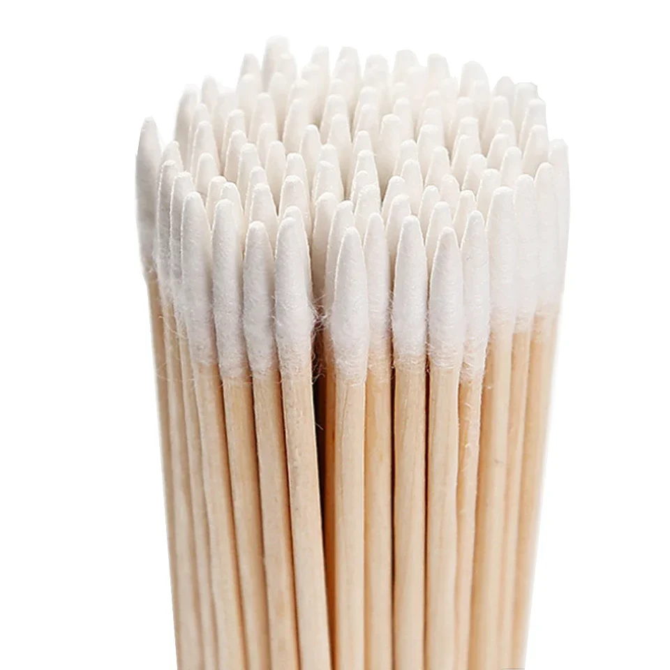 7CM Pointed Single Head Wood Cotton Swab Cleaning The Ears Eyebrow Lips Eyeline Tattoo Multifunctional Disposable Cotton Sticks