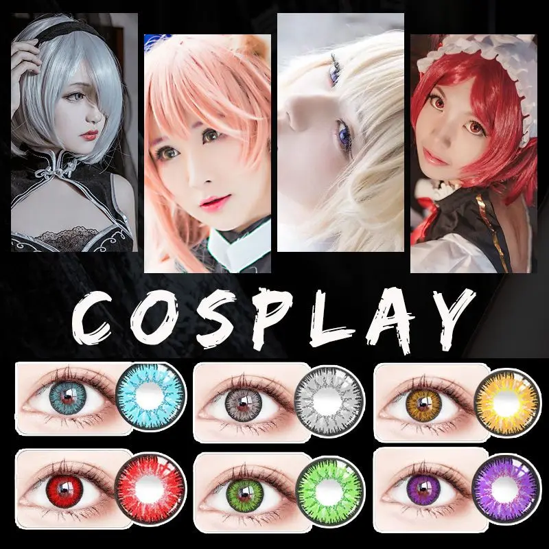 VISUASHOW Vika 14,5mm Halbjährliche Verrückte Anime Cosplay Myopie Farbige Kontaktlinsen für Cosplayer Natürliche Kosmetik Make-up Kontaktlinsen