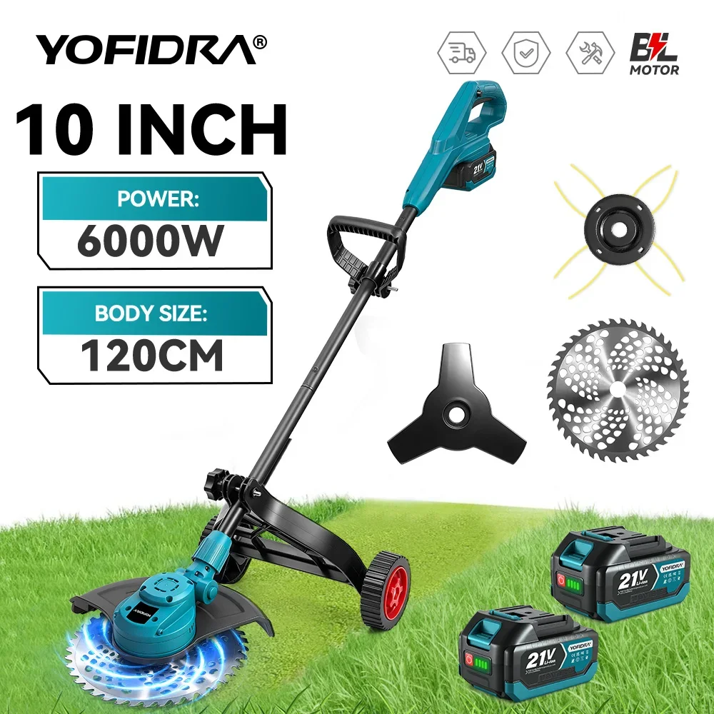 Bürstenloser 10-Zoll-Elektro-Rasenmäher Gras Akku-Trimmer Garten Jäten Elektrowerkzeug für Makita 18 V Batterie Pin