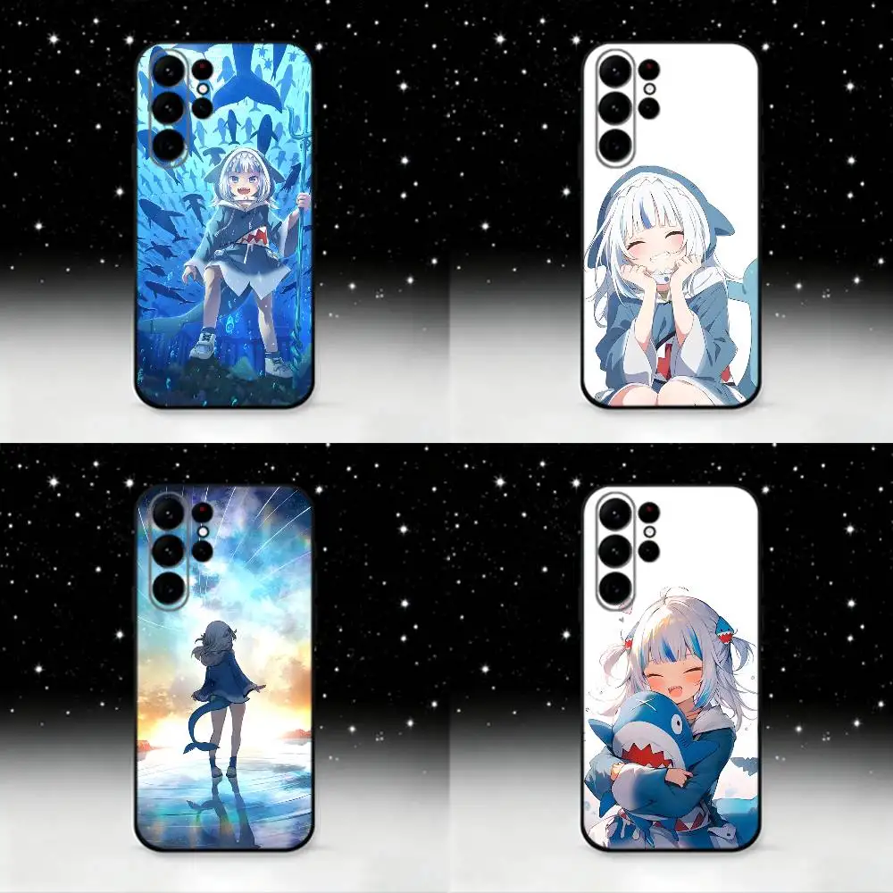 

Cute Girl gawr gura Phone Case For Samsung S25,S24 Ultra,S20,S30 plus,S22 plus,S23,S30 Ultra 5G Silicone Black Shell