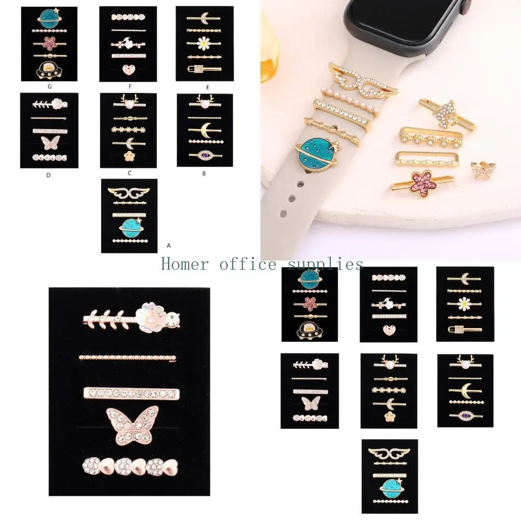 

K43B модный элегантный цветочный узор подвески из металлического сплава съемный ремешок для часов со сверкающими кристаллами для