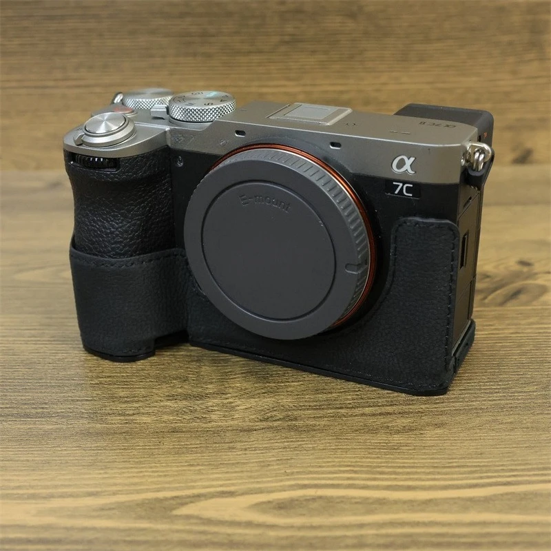 

Leather Camera Half Case For Sony ILCE-7c2 camera bag protective case a7c2 half set base a7c2