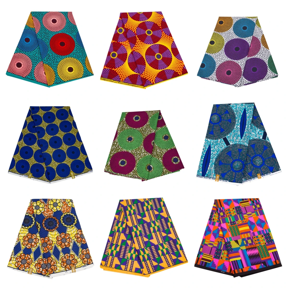 100% Polyester Africa Ankara Wax Fabric Circle Prints Pattern Tissu for Sawing Wedding Dress Pagne Material Handmake Patchwork