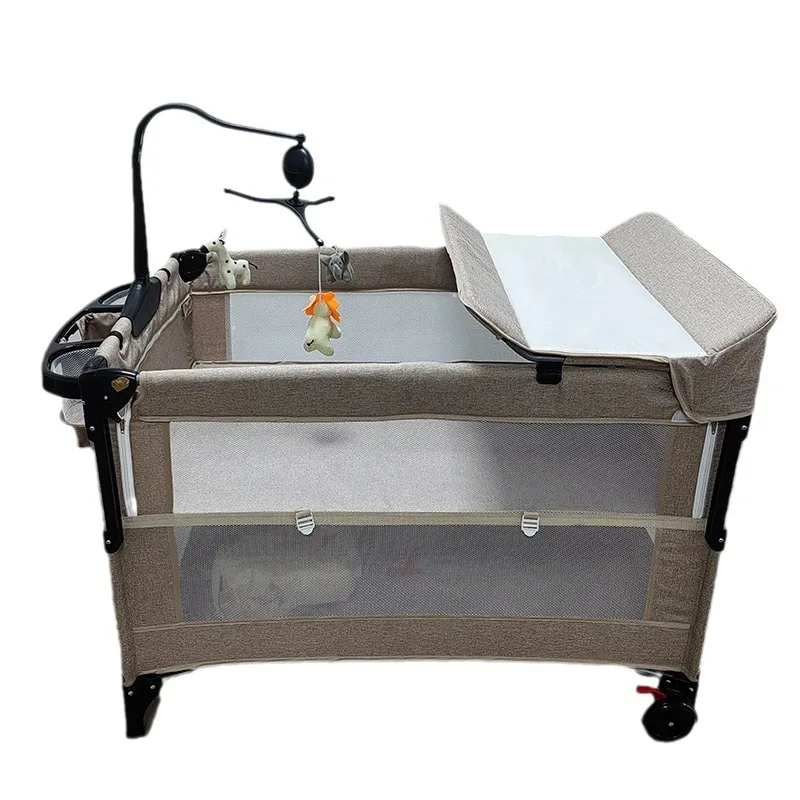 Customized foldable unilateral lifting splicing double-layer game bed portable baby bed