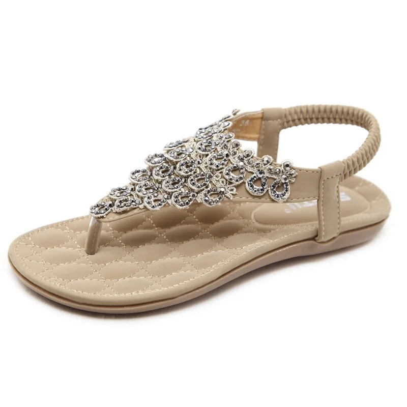 

Summer Rhinestone Decor Women's Sandals Comfortable Casual Beach Women's Flat Slippers Flip Flops Woman's Shoes Sandalias Mujer