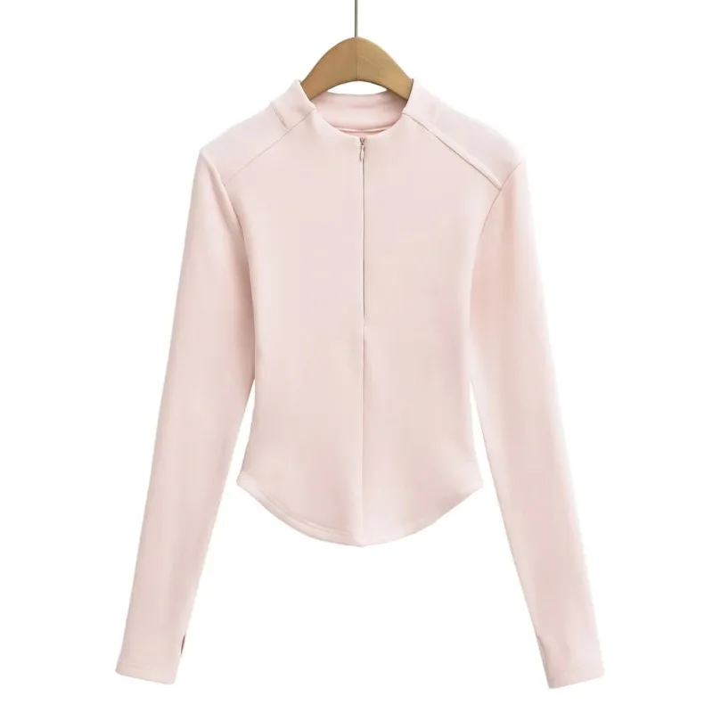 

2025 Autumn Women's Slim-Fit Long-Sleeve T-Shirt Half-Zip Athletic Yoga Workout Top Skinny Base Layer Gym Fitness Daily Jackets