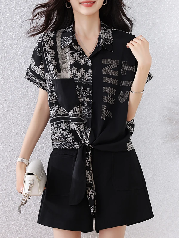 เสื้อยืดแฟชั่นประดับเพชรหรือเสื้อยืดผู้หญิงรุ่นใหม่ปี 2025 สีสันหลากหลาย สไตล์ลำลอง ทรงหลวม