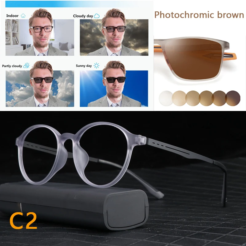 KJDCHD Ultralight Photochromic Titanium Myopia Glasses 3