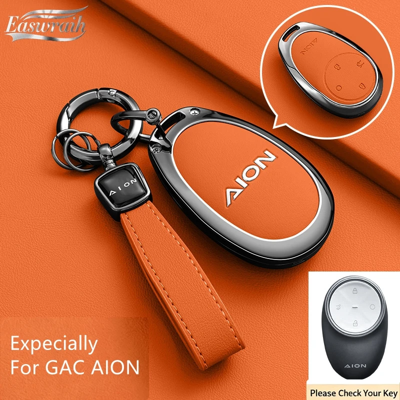 Car Accessories Zinc Alloy Leather Key Case Cover Holder Chain For Gac AION PLU Trumpchi Aion V Y LX 2023 GE3 GA3S Tyrannosaurus