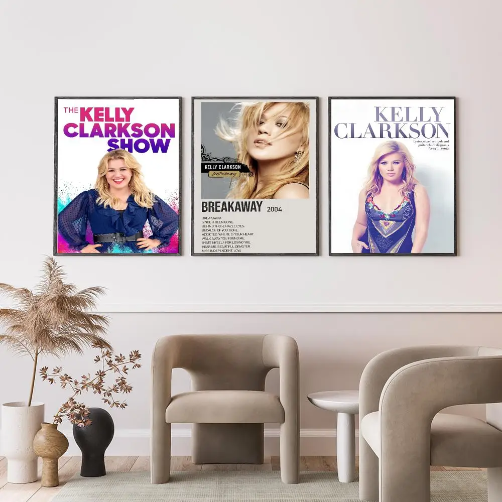 music Kelly Clarkson Poster Poster HD Self-Adhesive Art Print Waterproof Wall Decor for Bedroom Living Room Decor Gift