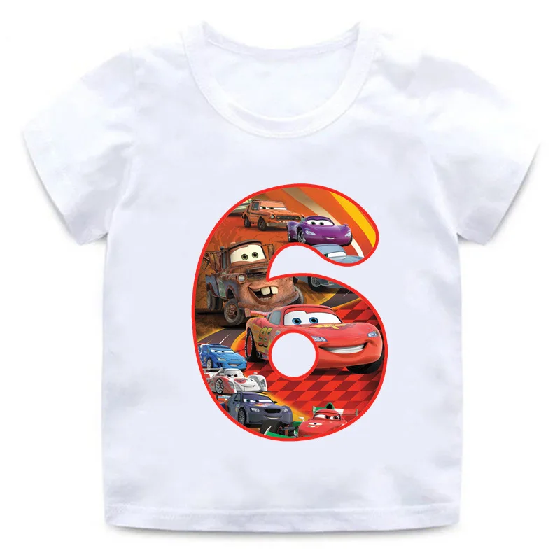 Hot Sold New Style Car Pixar Lightning McQueen Cartoon Print Tshirt Boy Girl Summer Funny Top Birthday Gift Fashion Kid Colthing