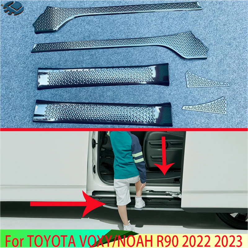 

For TOYOTA VOXY/NOAH R90 2022 2023 Stainless Steel Ouside Door Sill Panel Scuff Plate Kick Step Trim Cover Protector