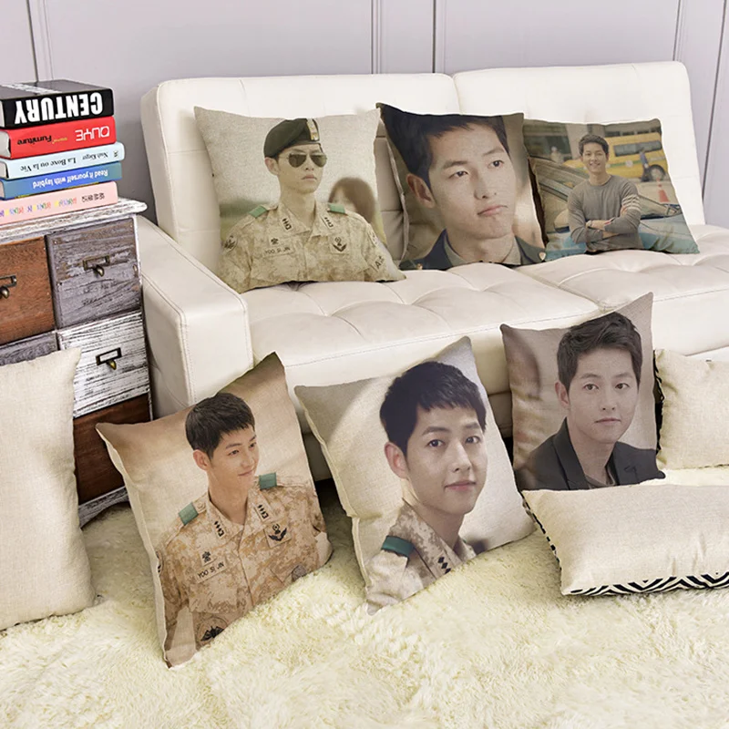 Korea Celebrity Song Zhongji Linen Cotton Blend Cushion Cover Home Office Sofa Square Pillow Case Decorative Cushion Covers